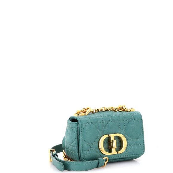 Christian Dior Caro Bag Cannage Quilt Calfskin Micro Green - Picture 2 of 6